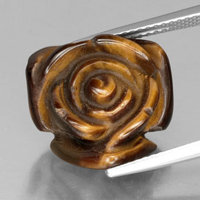 12.35캐럿 천연 골드 브라운 Tiger's Eye, 멋진 모양, 16×15.4 mm, 불투명체