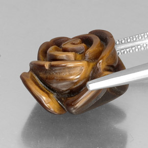 11.73캐럿 천연 골드 브라운 Tiger's Eye, 멋진 모양, 15.3×14.7 mm, 불투명체