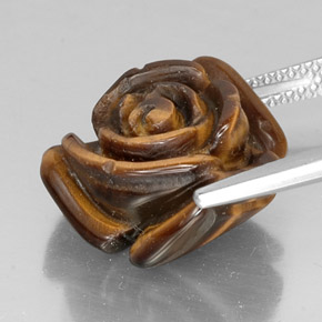 11.87캐럿 천연 골드 브라운 Tiger's Eye, 멋진 모양, 15.8×15.4 mm, 불투명체