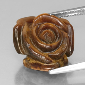 11.50캐럿 천연 골드 브라운 Tiger's Eye, 멋진 모양, 16.1×15.3 mm, 불투명체