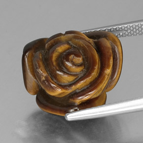 10.77캐럿 천연 골드 브라운 Tiger's Eye, 멋진 모양, 15.2×14.7 mm, 불투명체