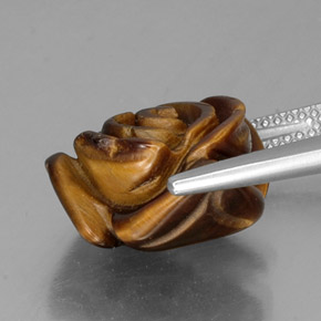 10.77캐럿 천연 골드 브라운 Tiger's Eye, 멋진 모양, 15.2×14.7 mm, 불투명체