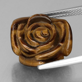 12.84캐럿 천연 골드 브라운 Tiger's Eye, 멋진 모양, 16.1×15.8 mm, 불투명체