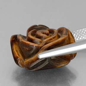 12.84캐럿 천연 골드 브라운 Tiger's Eye, 멋진 모양, 16.1×15.8 mm, 불투명체