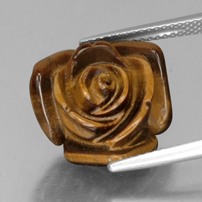 9.49캐럿 천연 골드 브라운 Tiger's Eye, 멋진 모양, 15.4×14.9 mm, 불투명체