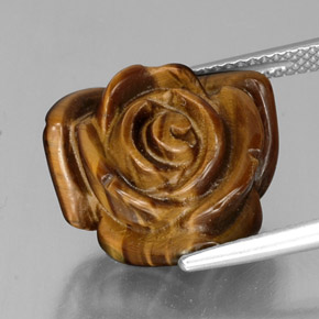 12.82캐럿 천연 골드 브라운 Tiger's Eye, 멋진 모양, 16.4×15.2 mm, 불투명체