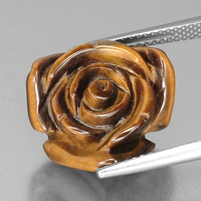 12.07캐럿 천연 골드 브라운 Tiger's Eye, 멋진 모양, 16×15.4 mm, 불투명체