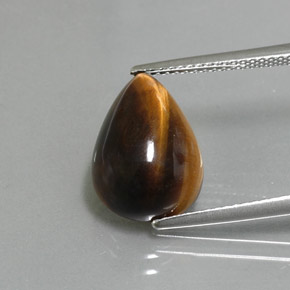 5.67캐럿 천연 골드 브라운 Tiger's Eye, 배 모양, 14.2×10.2 mm, 불투명체
