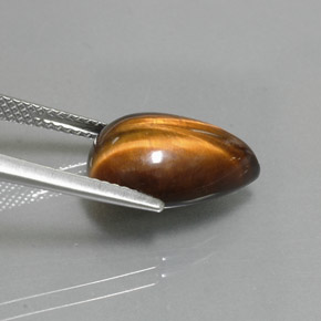 5.67캐럿 천연 골드 브라운 Tiger's Eye, 배 모양, 14.2×10.2 mm, 불투명체