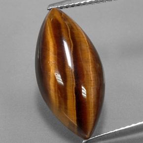 8.51캐럿 천연 골드 브라운 Tiger's Eye, 마퀴즈, 20.3×9.8 mm, 불투명체