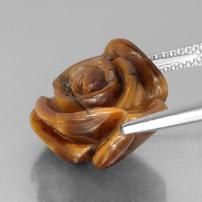 10.22캐럿 천연 골드 브라운 Tiger's Eye, 멋진 모양, 15.5×14.5 mm, 불투명체