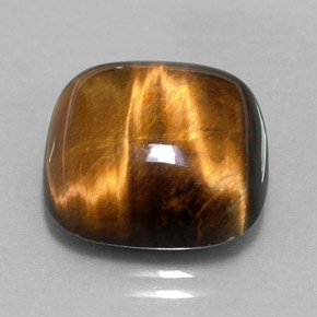 13.38캐럿 천연 골드 브라운 Tiger's Eye, 쿠션 컷, 15.4×15.3 mm, 불투명체