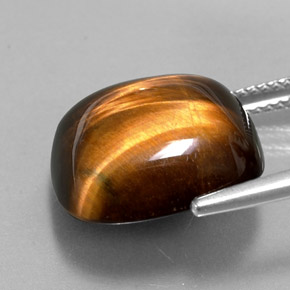 13.38캐럿 천연 골드 브라운 Tiger's Eye, 쿠션 컷, 15.4×15.3 mm, 불투명체