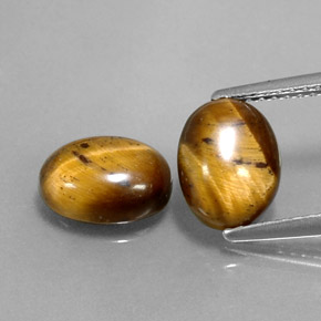 캐럿 천연 골드 브라운 Tiger's Eye 보석, 타원형 컷, 9×7.1 mm, 불투명체