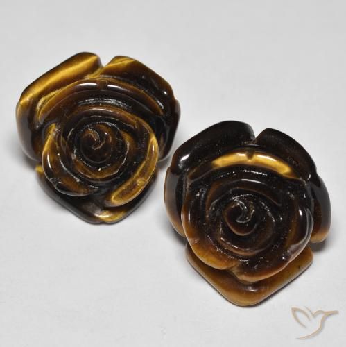 25.60캐럿 천연 웜 브라운 Tiger's Eye 보석, 플라워 컷, 15.8×15.6 mm, 불투명체