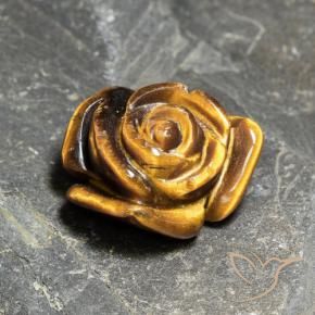 10.21캐럿 천연 골든 브라운 Tiger's Eye, 플라워 컷, 16×14.9 mm, 불투명체