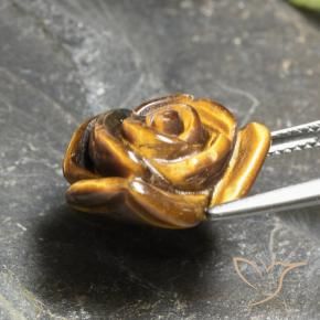 10.21캐럿 천연 골든 브라운 Tiger's Eye, 플라워 컷, 16×14.9 mm, 불투명체