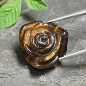 12.56캐럿 천연 골드 브라운 Tiger's Eye, 플라워 컷, 16.4×15.9 mm, 불투명체