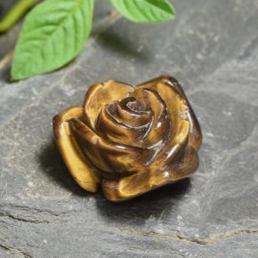 12.56캐럿 천연 골드 브라운 Tiger's Eye, 플라워 컷, 16.4×15.9 mm, 불투명체