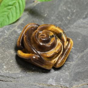 10.74캐럿 천연 웜 브라운 Tiger's Eye, 플라워 컷, 15.3×15.2 mm, 불투명체