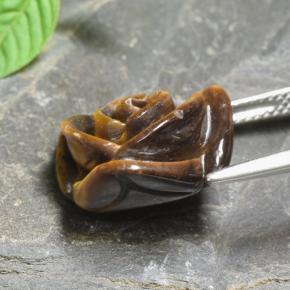 10.74캐럿 천연 웜 브라운 Tiger's Eye, 플라워 컷, 15.3×15.2 mm, 불투명체