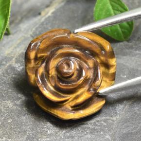 11.12캐럿 천연 골드 브라운 Tiger's Eye, 플라워 컷, 15.7×15 mm, 불투명체