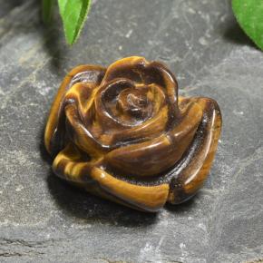 11.12캐럿 천연 골드 브라운 Tiger's Eye, 플라워 컷, 15.7×15 mm, 불투명체