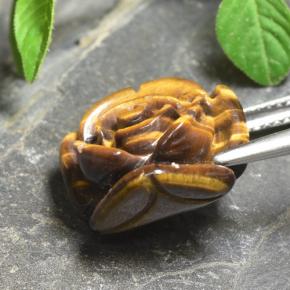 11.12캐럿 천연 골드 브라운 Tiger's Eye, 플라워 컷, 15.7×15 mm, 불투명체