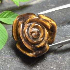 11.92캐럿 천연 골든 브라운 Tiger's Eye, 플라워 컷, 15.8×15.7 mm, 불투명체