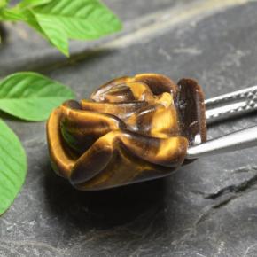 11.92캐럿 천연 골든 브라운 Tiger's Eye, 플라워 컷, 15.8×15.7 mm, 불투명체