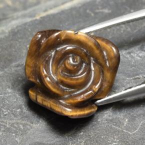 12.09캐럿 천연 웜 브라운 Tiger's Eye, 플라워 컷, 16.3×16.2 mm, 불투명체