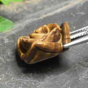 12.09캐럿 천연 웜 브라운 Tiger's Eye, 플라워 컷, 16.3×16.2 mm, 불투명체
