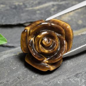10.88캐럿 천연 미디엄 브라운 Tiger's Eye, 플라워 컷, 15.7×15.1 mm, 불투명체