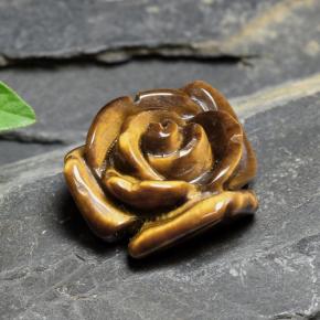 10.88캐럿 천연 미디엄 브라운 Tiger's Eye, 플라워 컷, 15.7×15.1 mm, 불투명체