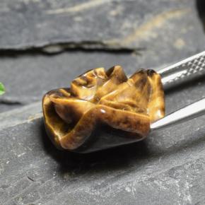 10.88캐럿 천연 미디엄 브라운 Tiger's Eye, 플라워 컷, 15.7×15.1 mm, 불투명체