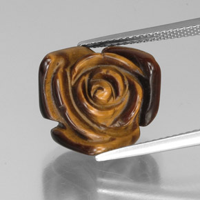 9.94캐럿 천연 골드 브라운 Tiger's Eye, 멋진 모양, 15.2×14.7 mm, 불투명체