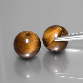 캐럿 천연 골드 브라운 Tiger's Eye 보석, 구형 / 볼, 8.24 mm, 불투명체