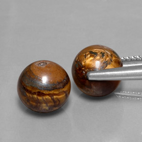 캐럿 천연 골드 브라운 Tiger's Eye 보석, 구형 / 볼, 8.32 mm, 불투명체