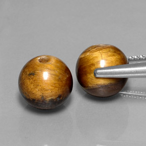 캐럿 천연 골드 브라운 Tiger's Eye 보석, 구형 / 볼, 8.33 mm, 불투명체