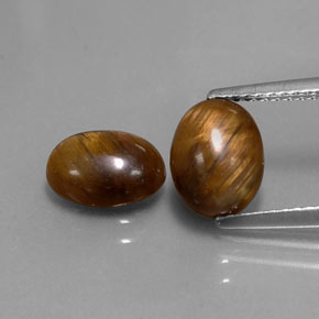 캐럿 천연 골드 브라운 타이거아이 보석, 타원형 컷, 8.8×6.8 mm, 불투명체