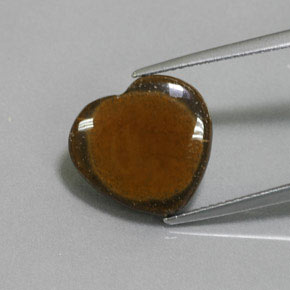7.51캐럿 천연 골드 브라운 Tiger's Eye, 하트 모양, 14.4×13.6 mm, 불투명체