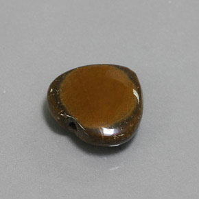 7.51캐럿 천연 골드 브라운 Tiger's Eye, 하트 모양, 14.4×13.6 mm, 불투명체
