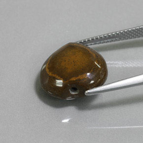 9.02캐럿 천연 골드 브라운 Tiger's Eye, 하트 모양, 13.6×13.2 mm, 불투명체