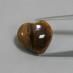 9.47캐럿 천연 골드 브라운 Tiger's Eye, 하트 모양, 14.3×13.1 mm, 불투명체