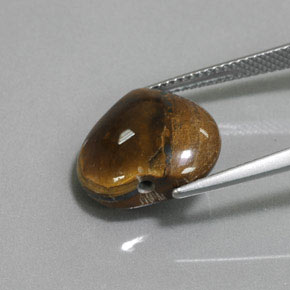 9.47캐럿 천연 골드 브라운 Tiger's Eye, 하트 모양, 14.3×13.1 mm, 불투명체