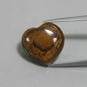 8.46캐럿 천연 골드 브라운 Tiger's Eye, 하트 모양, 14.2×13.4 mm, 불투명체