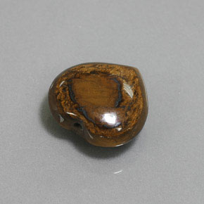 8.46캐럿 천연 골드 브라운 Tiger's Eye, 하트 모양, 14.2×13.4 mm, 불투명체