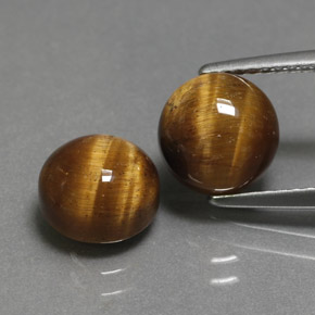 캐럿 천연 골드 브라운 Tiger's Eye 보석, 라운드 컷, 7.98 mm, 불투명체