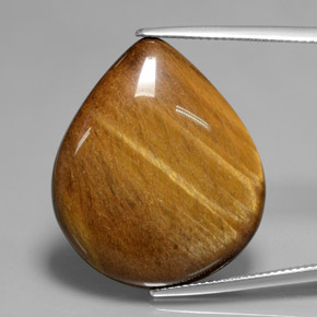 30.37캐럿 천연 골드 브라운 Tiger's Eye, 배 모양, 28.1×23.9 mm, 불투명체