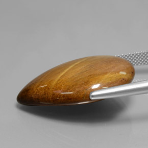 30.37캐럿 천연 골드 브라운 Tiger's Eye, 배 모양, 28.1×23.9 mm, 불투명체